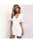 Kobiety letnia koszulka 2019 dorywczo luźne koszulki z krótkim rękawem Sexy dekolt w kształcie litery v bawełniana koszulka Femm