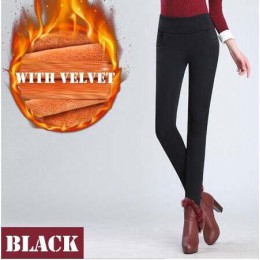 WKOUD zima legginsy kobiety Plus rozmiar wysoka talia Stretch grube Legging stałe Skinny ciepłe aksamitne spodnie ołówek Lady sp