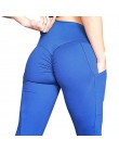 Push Up legginsy kobiety Fitness Legging wysokiej talii trening legginsy kieszenie moda stałe budowy ciała Jeggings kobiety