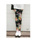 YRRETY Graffiti legginsy kwiatowy wzór druku legginsy dla kobiet legginsy Houndstooth sprzedaż elastyczny projekt w stylu Vintag
