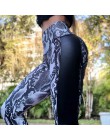 Drop Shipping kobiety biały wąż drukowane legginsy czarny PU skóra patchwork treningu Hot Hip legginsy plisowane