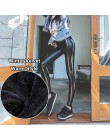 BIVIGAOS kobiety jesień czarny PU skóra legginsy aksamitne grube ciepłe legginsy Slim Sexy Push Up legginsy spodnie skinny fit k