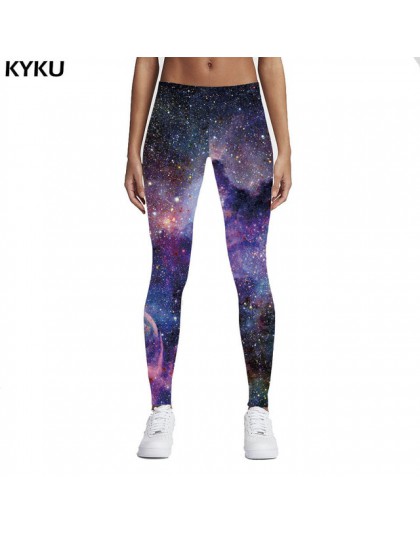 KYKU marka nowy 3D drukuj Galaxy legginsy Fitness legginsy Gothic moda Slim Sexy legginsy kobiety legginsy Push Up kobieta spodn