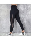 CHRLEISURE kobiety siateczkowa kieszeń fitness legginsy wysokiej talii Legging Femme Mesh Patchwork legginsy treningowe Feminina