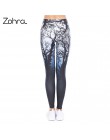 Zohra Nowy Projekt Kobiety Legging Drzewa Druk Niebieski fitness legginsy Wysokiej Talii Moda Kobieta Spodnie