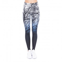 Zohra Nowy Projekt Kobiety Legging Drzewa Druk Niebieski fitness legginsy Wysokiej Talii Moda Kobieta Spodnie