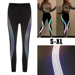 Hot moda Rainbow odblaskowe legginsy kobiet treningu fitness legginsy spodnie damskie odzież sportowa blask w ciemności ubrania 