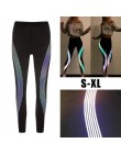 Hot moda Rainbow odblaskowe legginsy kobiet treningu fitness legginsy spodnie damskie odzież sportowa blask w ciemności ubrania 