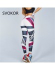 SVOKOR list druku legginsy kobiety Fitness wysoka talia Push Up spodnie oddychające i wygodne treningu dziewczyna legginsy