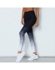 Damskie spodnie na co dzień gradientu Patchwork fitness legginsy druku szczupła talia połowie Sexy długie spodnie pracy leginsy 