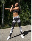 Elastyczne dopasowane legginsy damskie z wysokim stanem sportowe spodnie na siłownię fitness geometryczne wzory