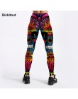 Qickitout lato w stylu kobiet legginsy kolor czaszki i liści drukowane legginsy Slim legginsy treningowe Punk dziewczyna Drop Sh