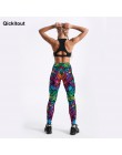 Qickitout lato nowy Arriaval kolor pióra 3D drukowane kobiety Sexy Fitness odzież sportowa elastyczne spodnie ze średnim stanem 