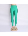 Hot sprzedaży 2019 Plus rozmiar fluorescencyjny kolor kobiet legginsy elastyczne legginsy Multicolor błyszczące błyszczące spodn