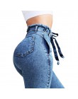 Wysoka talia Jeans kobiety Streetwear bandaż Denim Plus Size dżinsy Femme ołówek spodnie Skinny Jeans kobieta