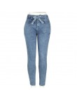 Wysoka talia Jeans kobiety Streetwear bandaż Denim Plus Size dżinsy Femme ołówek spodnie Skinny Jeans kobieta