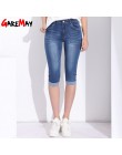 GAREMAY rozmiar Plus obcisłe Capris dżinsy kobieta kobiet Stretch kolano długość Denim spodenki jeansowe spodnie kobiet z wysoki