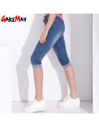 GAREMAY rozmiar Plus obcisłe Capris dżinsy kobieta kobiet Stretch kolano długość Denim spodenki jeansowe spodnie kobiet z wysoki