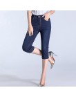 GAREMAY rozmiar Plus obcisłe Capris dżinsy kobieta kobiet Stretch kolano długość Denim spodenki jeansowe spodnie kobiet z wysoki