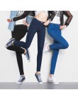 Kobiety dżinsy Plus rozmiar Casual wysoka talia lato jesień Pant Slim Stretch bawełniane spodnie dżinsowe dla kobiety niebieski 