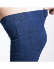 LEIJIJEANS 2019 wiosna i lato Plus rozmiar w połowie elastyczny pas Stretch kostki długości mama dżinsy dla kobiet spodnie obcis
