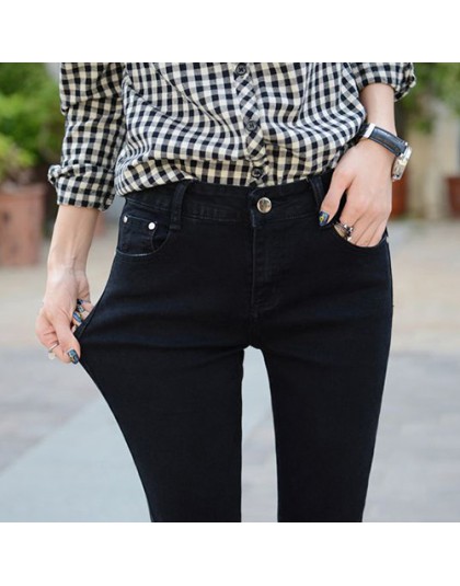 Tataria Skinny dopasowane dżinsy dla kobiet w stylu Vintage styl czarne kobiety dżinsy kobiet Denim ołówek spodnie Stretch korea