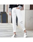 Nowych kobiet 2019 moda markowe dżinsy czarny biały niebieski harem spodnie myte spodnie jeansowe kobiet wiosna lato luźne dżins