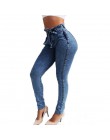 Wysokiej talii dżinsy dla kobiet Slim Stretch Denim Jean Bodycon Tassel pas bandaż Skinny Push Up dżinsy kobieta