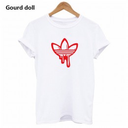 Gurda lalki 2018 bawełna miłość druku T Shirt dla kobiet letnia koszulka Casual wielokolorowy wzór zabawna koszula panie Top Tee