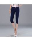 Skinny kobiet Capris spodnie jeansowe kobieta kolano długość Stretch Slim spodenki dżinsowe kobiety cukierki kolor lato Denim sp