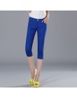 Skinny kobiet Capris spodnie jeansowe kobieta kolano długość Stretch Slim spodenki dżinsowe kobiety cukierki kolor lato Denim sp