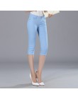 Skinny kobiet Capris spodnie jeansowe kobieta kolano długość Stretch Slim spodenki dżinsowe kobiety cukierki kolor lato Denim sp