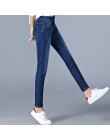 Jeans dla kobiet wysoka talia plus rozmiar pełna długość skinny ołówek czarny niebieskie dżinsy 100 kg