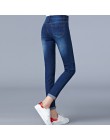 Jeans dla kobiet wysoka talia plus rozmiar pełna długość skinny ołówek czarny niebieskie dżinsy 100 kg