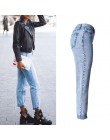 Zima 2018 stałe pranie bielone kobiet Boyfriend Jeans dla kobiet niebieski wysoka talia Denim luźne damskie jeansy Skinny kobiet