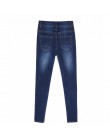 Jeans dla kobiet wysoka talia plus rozmiar pełna długość skinny ołówek czarny niebieskie dżinsy 100 kg