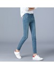 Jeans dla kobiet wysoka talia plus rozmiar pełna długość skinny ołówek czarny niebieskie dżinsy 100 kg