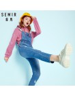 SEMIR kobiet 100% bawełna Denim kombinezon na szelkach z zniszczenia damska Slim Fit kombinezon na szelkach w myte Denim z regul