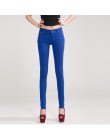 Kobiety dżinsy bawełniane ołówek legginsy Skinny dżinsy połowie talii kobieta Slim Fit kobieta pełna długość cukierki kolor