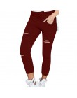 S-4XL kobiety Skinny Jeans dziewczyny spodnie otwory kolana ołówek spodnie na co dzień spodnie czarny biały elastyczna rozdrobni