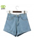 Vintage Denim szorty damskie wysokiej talii walcowane Hem Denim Shorts dziewczyny Sexy mankiet spodenki dżinsowe Plus Size dziew