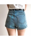 Vintage Denim szorty damskie wysokiej talii walcowane Hem Denim Shorts dziewczyny Sexy mankiet spodenki dżinsowe Plus Size dziew