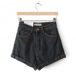 Vintage Denim szorty damskie wysokiej talii walcowane Hem Denim Shorts dziewczyny Sexy mankiet spodenki dżinsowe Plus Size dziew