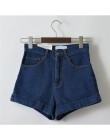 Vintage Denim szorty damskie wysokiej talii walcowane Hem Denim Shorts dziewczyny Sexy mankiet spodenki dżinsowe Plus Size dziew