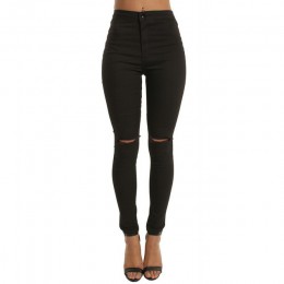 NIBESSER wysokiej talii na co dzień Skinny Jeans dla kobiet otwór w stylu Vintage dziewczyny Slim zgrywanie Denim ołówek spodnie