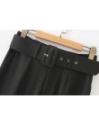 Vadim kobiety eleganckie czarne spodnie sashes kieszenie na zamek błyskawiczny stałe panie streetwear casual eleganckie spodnie 