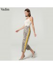 Vadim kobiety boczne paski wzór skóry węża spodnie elastyczne kieszenie w pasie panie casual streetwear moda spodnie mujer KA252