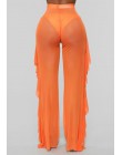 Nowy Sexy wzburzyć kobiety plaża spodnie Mesh Sheer szerokie spodnie nogi przezroczystego przezroczystego przezroczystego szkła 