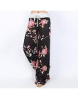 Modne damskie luźne spodnie długie nogawki z gumką w pasie wiązane zwiewne komfortowe we wzory w kwiaty