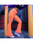 Siatki Capris Sexy nowa siatka spodnie wysokiej talii Slim perspektywy pomarańczowy puszysty spodnie Flare wakacyjny Streetwear 